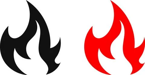 Fire icon. Simple flame symbol collection. Fire red, flames shapes Stock Illustration