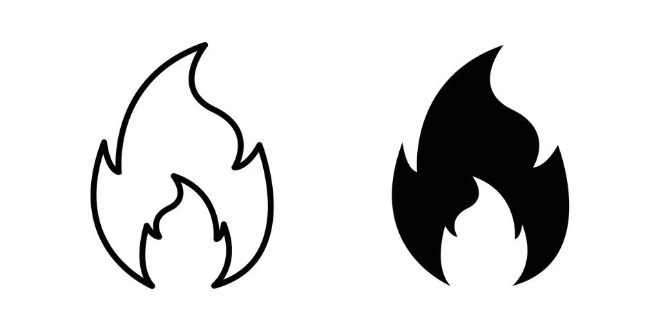 Fire icon thin line and clipart style vector set イラスト素材