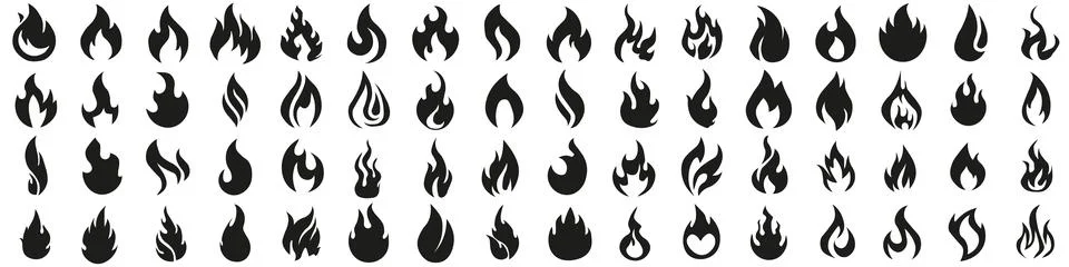 Fire icon vector set. Fire flame symbol. Flame icon collection. Stock Illustration