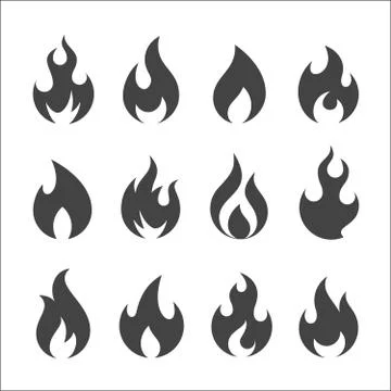 Fire icon vector set Stock Illustration
