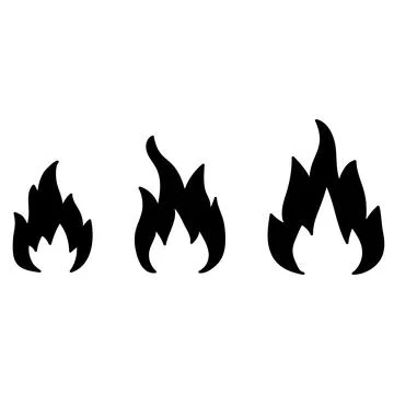 Fire icon vector set isolated from background. Different dark fire icons in m Stock Illustration