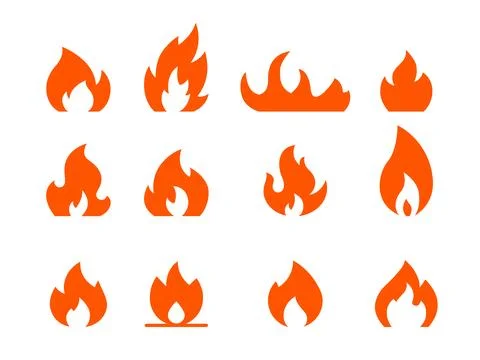 Fire icons set. Fire symbol set. Vector illustration. Stock Illustration