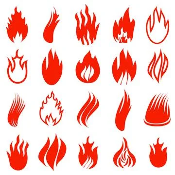 Fire Icons Set of Red Fire Icons Isolated on White Background Copyright: x... Stock Photos