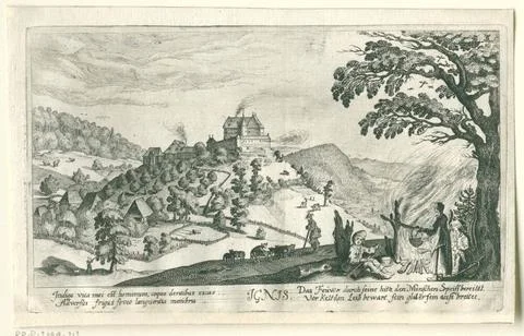 Fire; Ignis; The four elements. Allegory on the fire element: landscape wi... Stock Photos