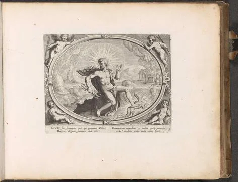 Fire; Ignis; The four elements; Den Grooten Emblemata Sacra, consisting of... Foto stock