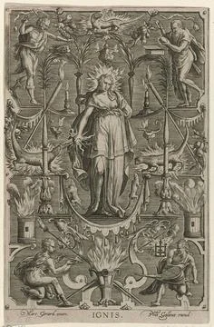 Fire; Ignis; The four elements. The personification of fire surrounded by ... Stock Photos