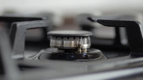 The fire ignited on the stove Stock Footage 93386584