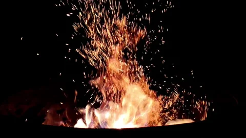 Fire Ignites in the Darkness Stock Footage 266797276