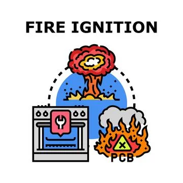 Fire ignition concept with appliance malfunction and hazard Stock Illustration