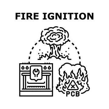 Fire ignition concept with appliance malfunction and hazard Stock-Illustration
