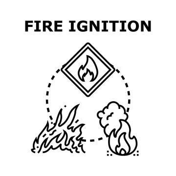 Fire ignition process and flammable hazard sign Stock Illustration