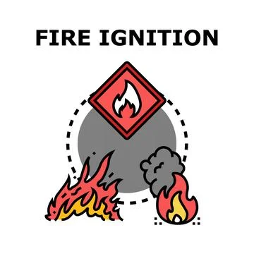 Fire ignition process and flammable hazard sign Stock Illustration