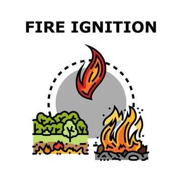 Fire ignition process starting a wildland blaze Stock Illustration