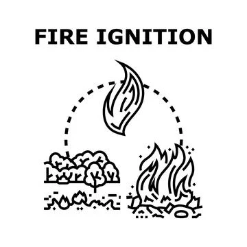 Fire ignition process starting a wildland blaze Stock Illustration