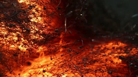 Fire Illuminates Steel Wool Close-Up MAC Stock Footage 74541146