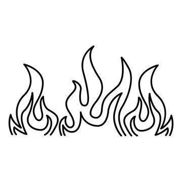 Fire Illustration for Coloring Page. Vector Flame on a White Background Stock Illustration