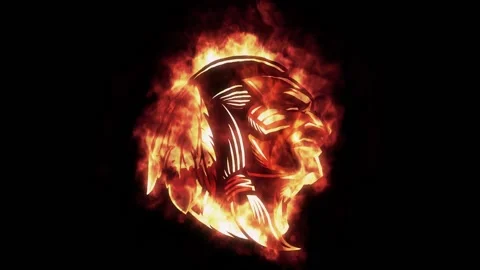 Fire Indian Warrior Face Logo Looping Animation Graphic Element Stock-Footage 220361626