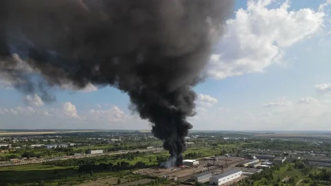 Fire in an industrial area. Stock Footage 156597561