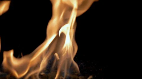 Fire inferno element on black background slow motion in reverse imploding. Stockbeeldmateriaal 124848375