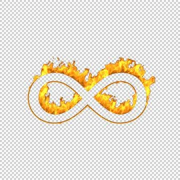 Fire infinity symbol isolated on transparent background, 3d illustration Stock Illustration