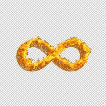 Fire infinity symbol isolated on transparent background, 3d illustration Stock Illustration