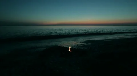 Fire inflame the kerosene on the seashore 스톡 동영상 55300113