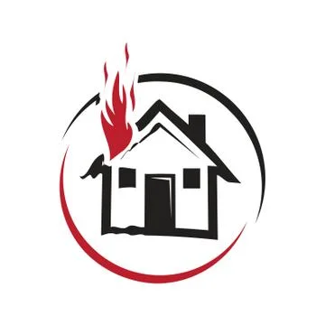 Fire inside the house icon Stock Illustration