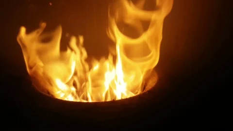 Fire inside a pellet stove Video stock 122060149