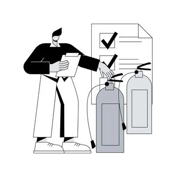 Fire inspection abstract concept vector illustration. Stock Illustration