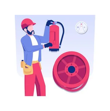Fire inspection isolated concept vector illustration. Stock Illustration