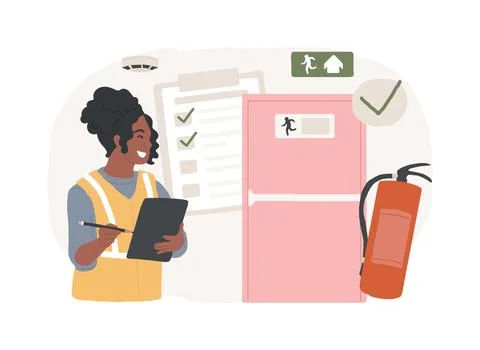 Fire inspection isolated concept vector illustration. Stock Illustration