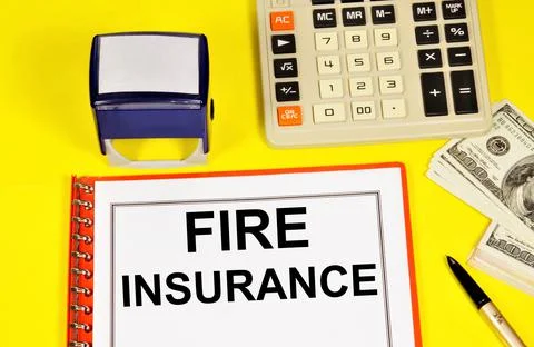 Fire insurance. Text label in the contract document. Foto stock