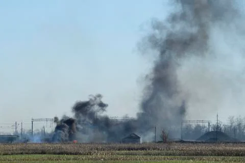 Fire on irrigation canals Stock Photos