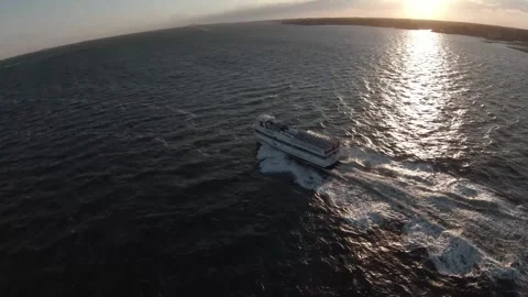 Fire Island Ferry - FPV Drone (FLAT Color) Stock Footage 240433573