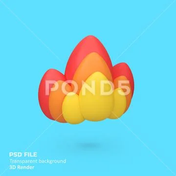 Fire isolated 3d render icon illustration PSD Template