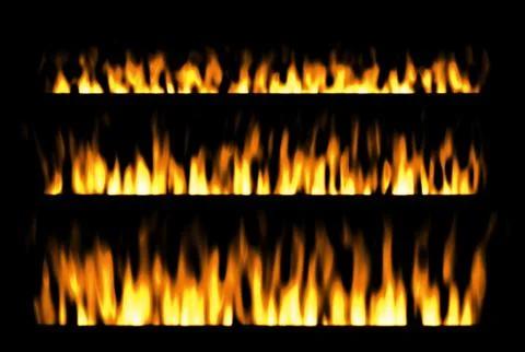 Fire isolated on black background, fire elements, fire frame Stock Illustration