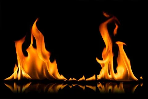 Fire isolated on black background Stock Photos