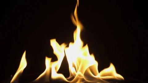 Fire isolated over black background. slow motion Stock Footage 82742825