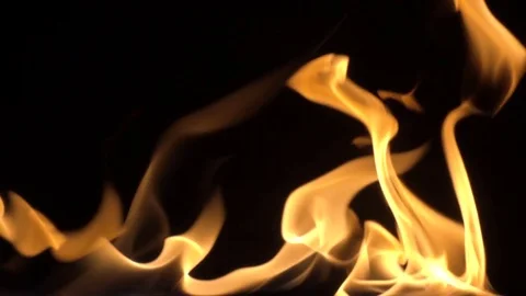 Fire isolated over black background. slow motion Stock Footage 82744192