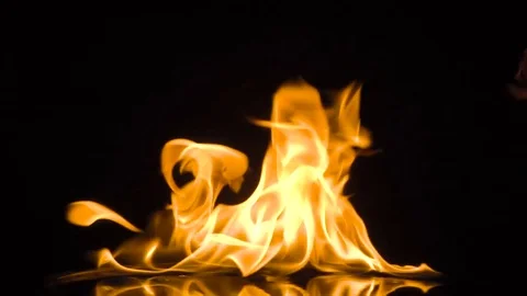 Fire isolated over black background. slow motion Stock Footage 82749757