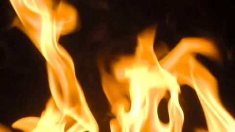 Fire isolated over black background. slow motion Stock Footage 82751633