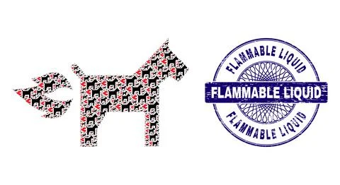 Fire Jet Dog Recursive Composition of Fire Jet Dog Icons and Textured Flammable イラスト素材