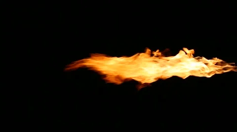 Fire jet isolated on black background side view 스톡 동영상 49643534