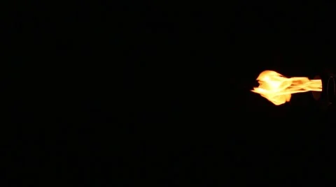 Fire jet isolated on black background side view Stock Footage 49661563
