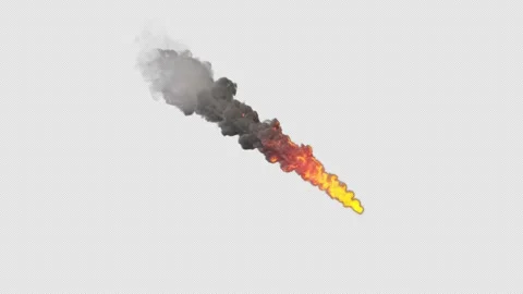 Fire Jet With Long Smoke Trail And Alpha Channel Video stock 339301841