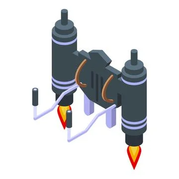 Fire jetpack icon isometric vector. Jet pack Illustrazione stock