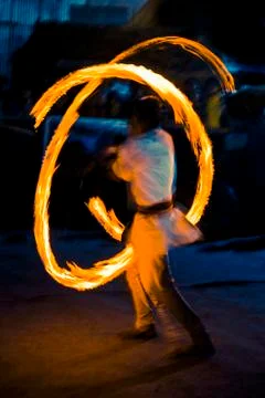 Fire juggler performance, India Stock Photos