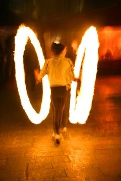 Fire juggler Foto stock