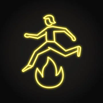 Fire jumping neon icon Stock Illustration