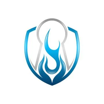 Fire key holo flame Logo Template vector icon Oil, gas and energy logo concep Illustrazione stock